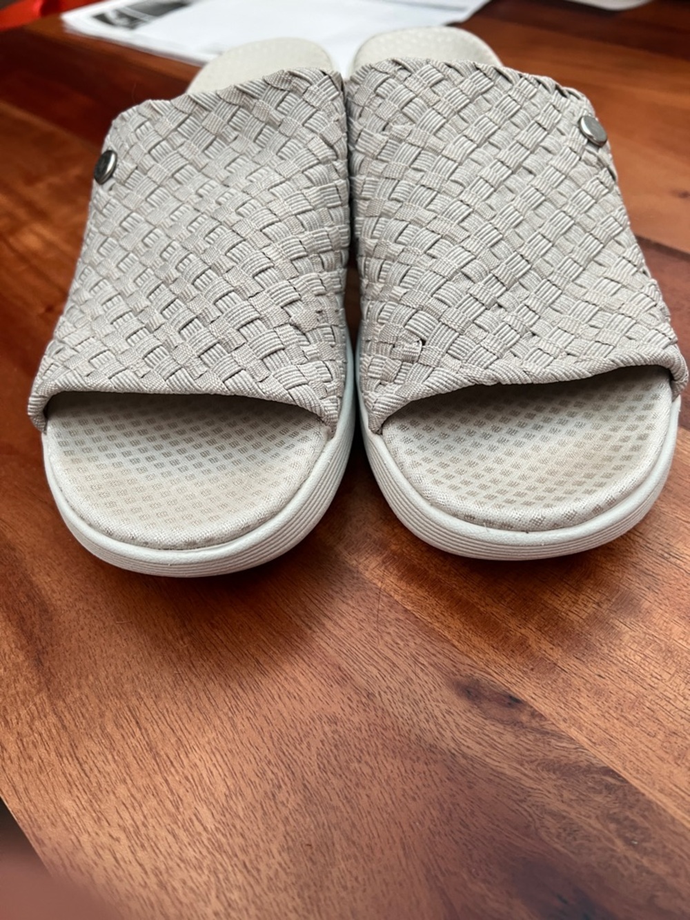 Martha Stewart for Skechers Beige Woven Slides Wedges Sandals Sz 10 - Picture 4 of 11